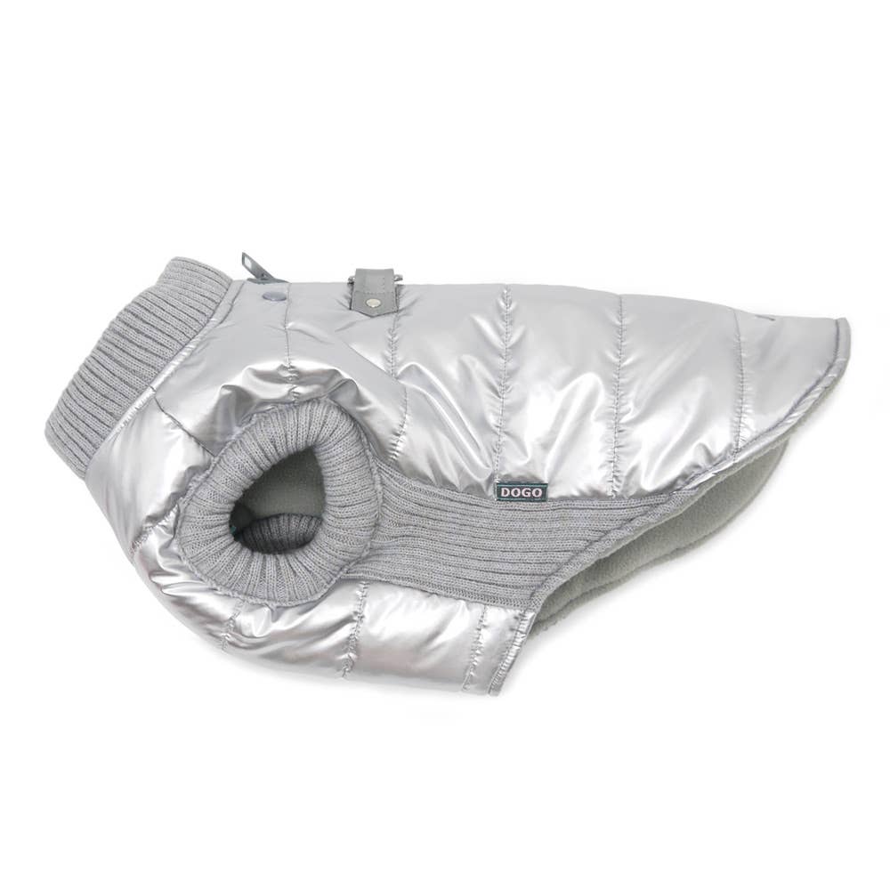 Insulated Runner Dog Coat – Silver | Stylish Winter Dog Jacket