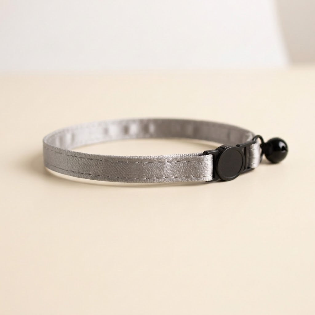 Satin Silver Cat Collar