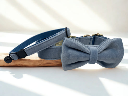 Velvet Powder Blue Cat Collar