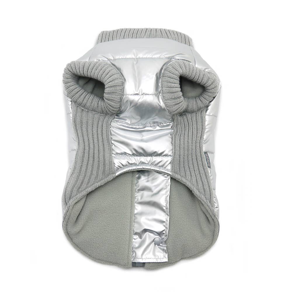 Insulated Runner Dog Coat – Silver | Stylish Winter Dog Jacket