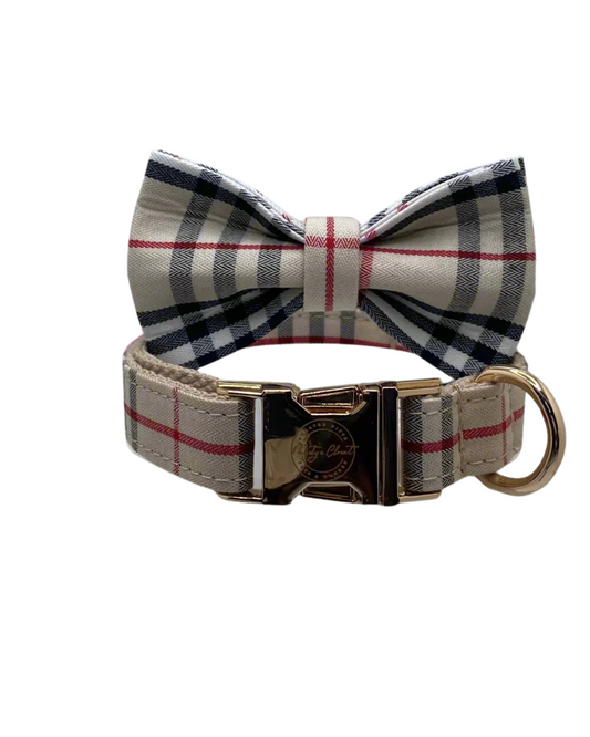 The Khaki Plaid Bowtie and Collar Set