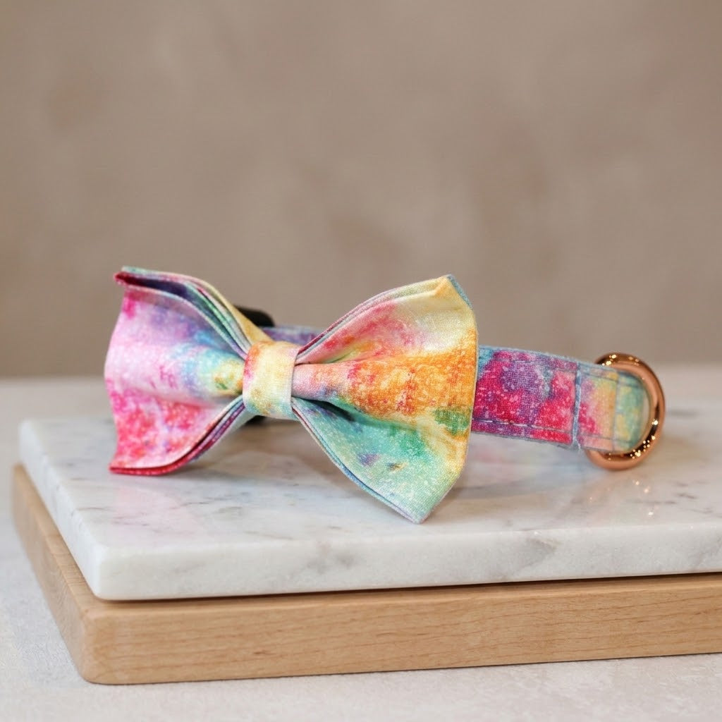 Classic Dog Collar & Bowtie Set - Tie Dyed