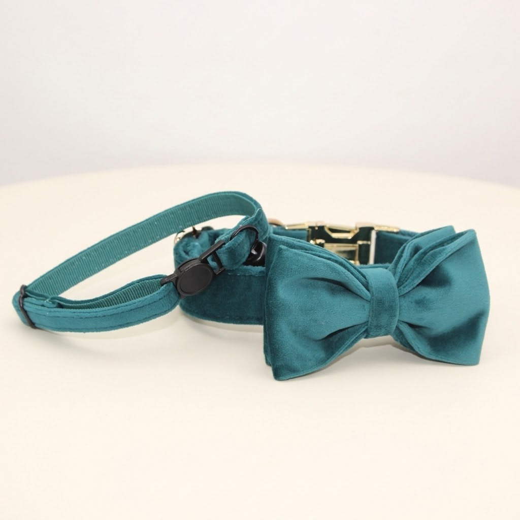 Green Velvet Cat Collar
