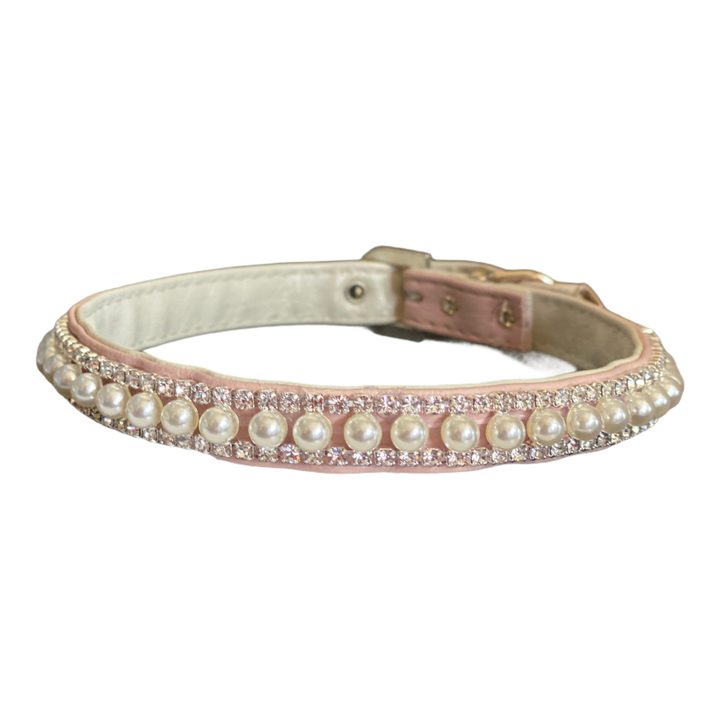 Pretty in Pink Pearl and Rhinestone Collar: PINK