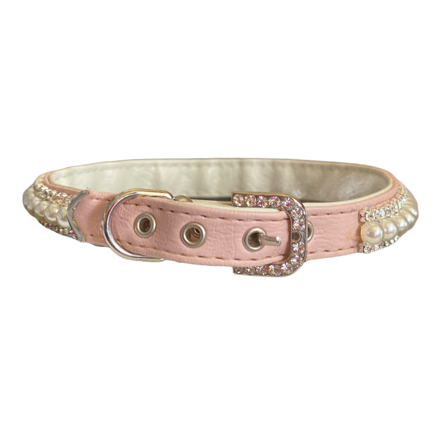 Pretty in Pink Pearl and Rhinestone Collar: PINK