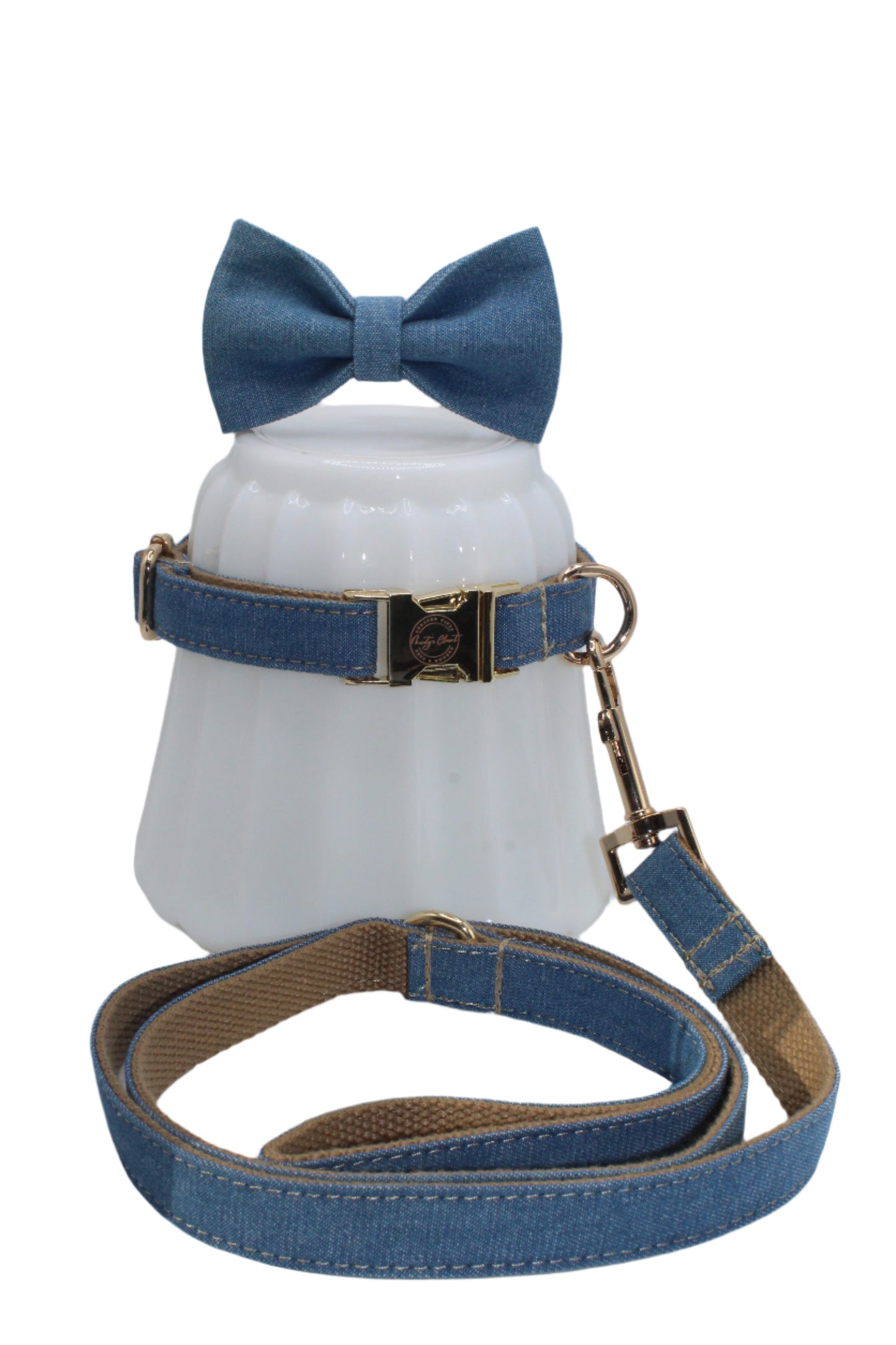 Dog Bowtie & Colllar Set- Blue Jean