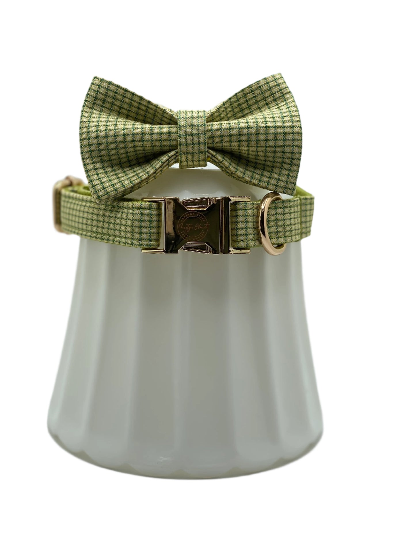 The Lime Tiny Plaid Bow Tie & Collar Set