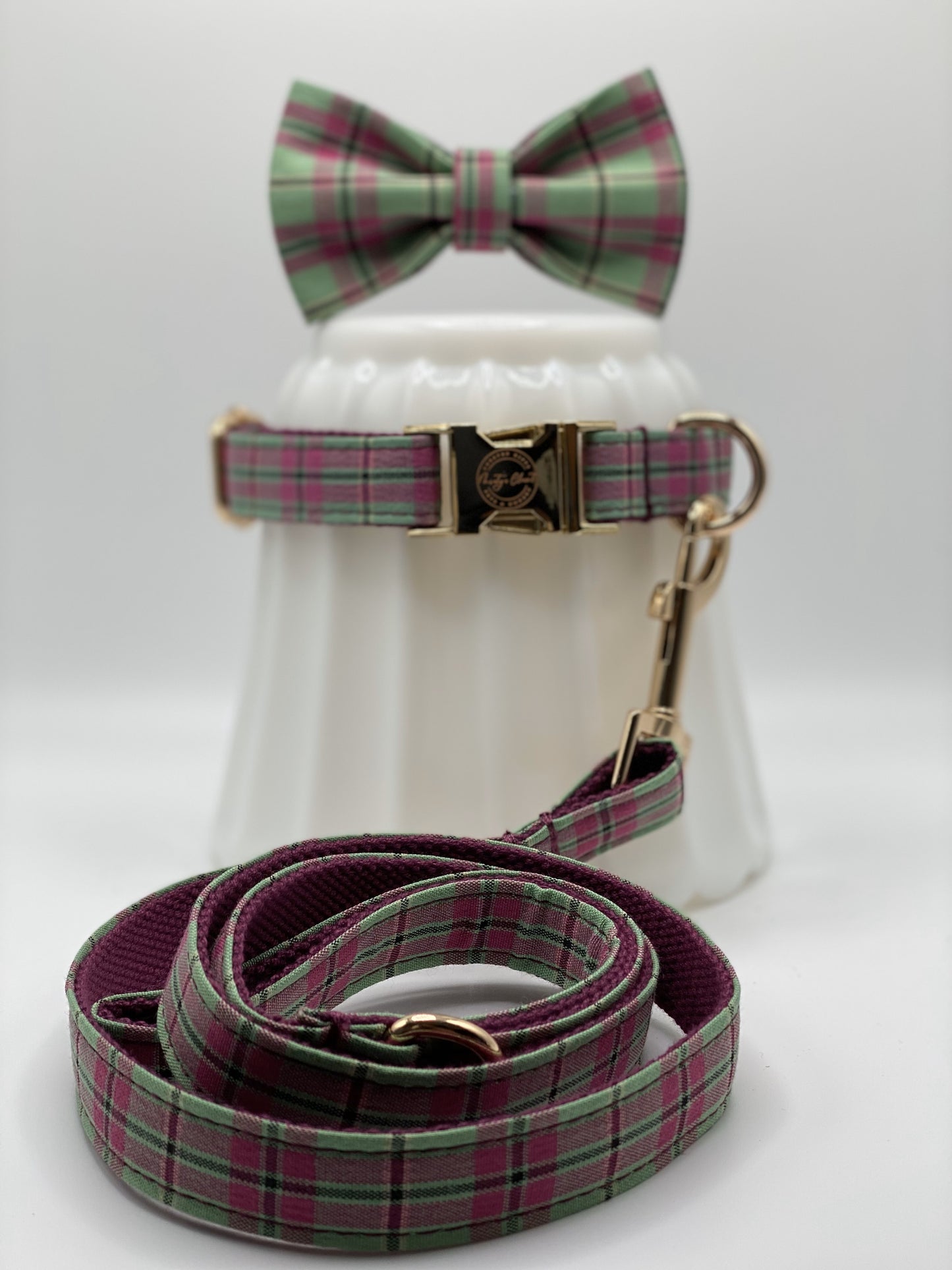 The Purple Mint Plaid Bow Tie & Collar Set