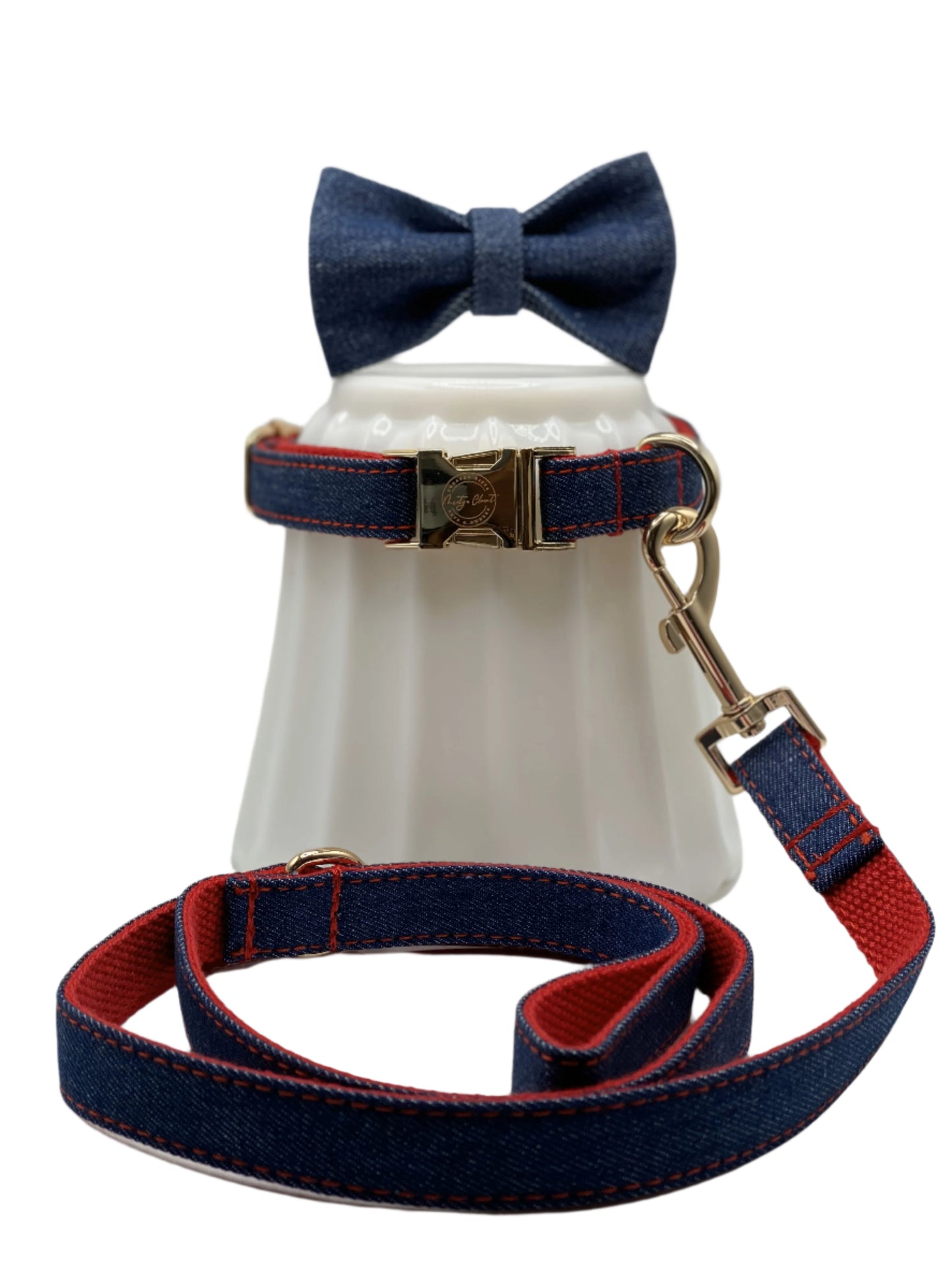 Dog Bowtie & Collar Set-Red Jean