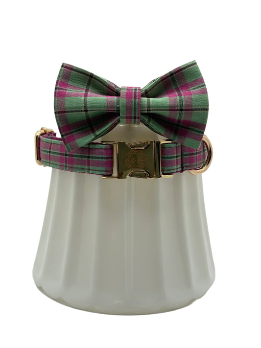 The Purple Mint Plaid Bow Tie & Collar Set