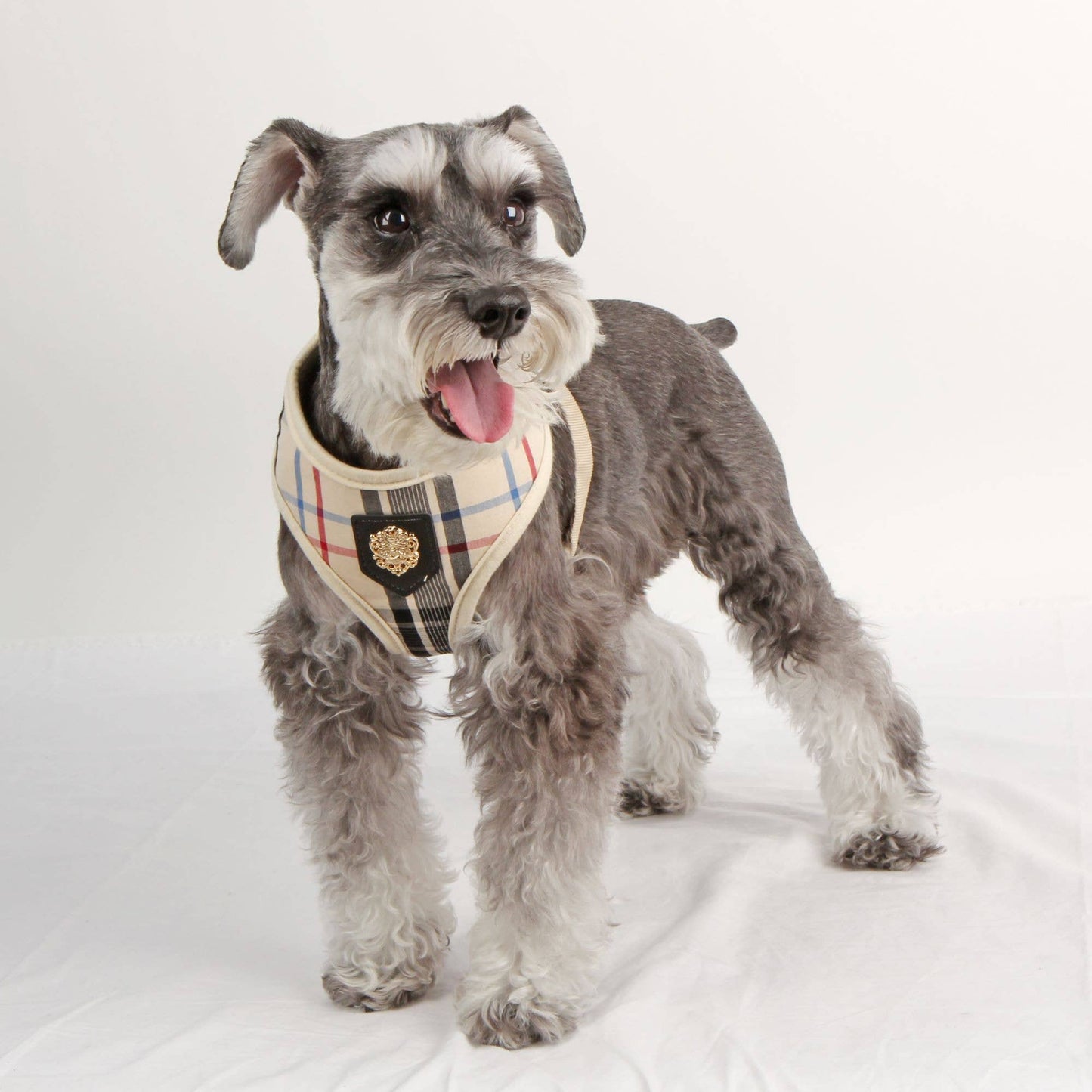 Dog Harness Over-the-Head Checkered Pattern: S / BEIGE