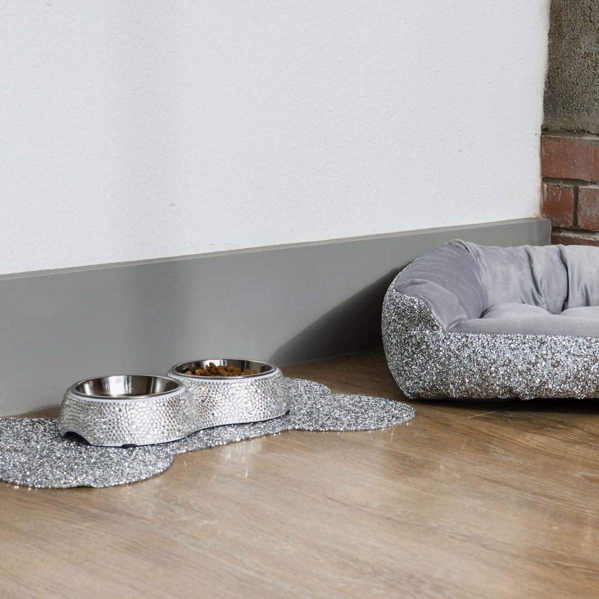 Rhinestone Dog Bowl Set