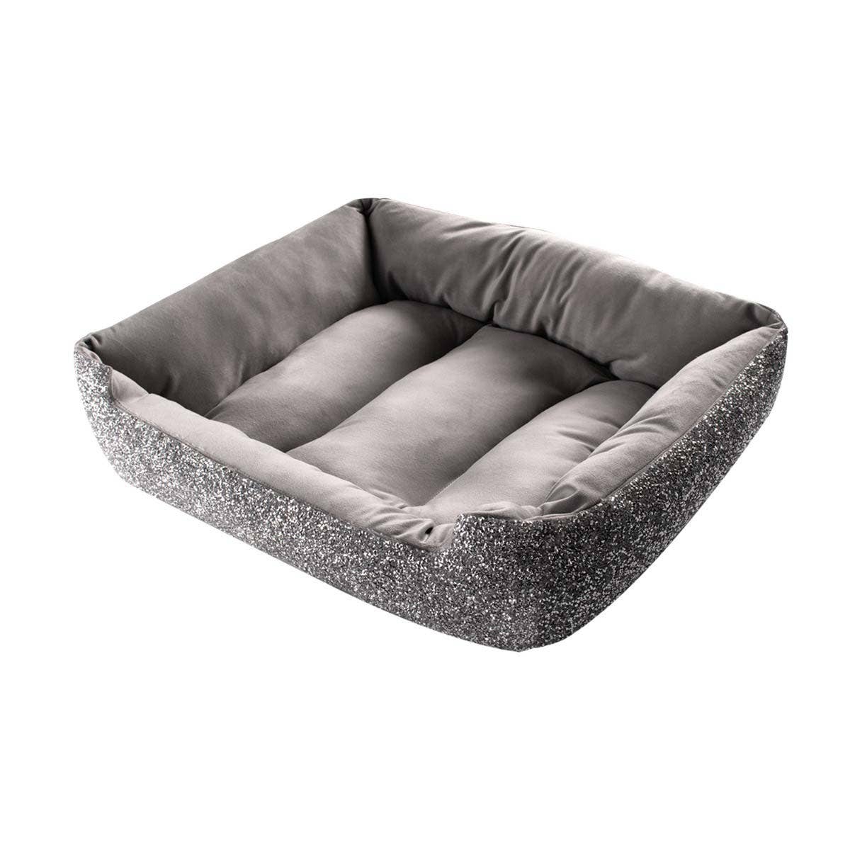 Rhinestone Dog Bed: Large / Silver