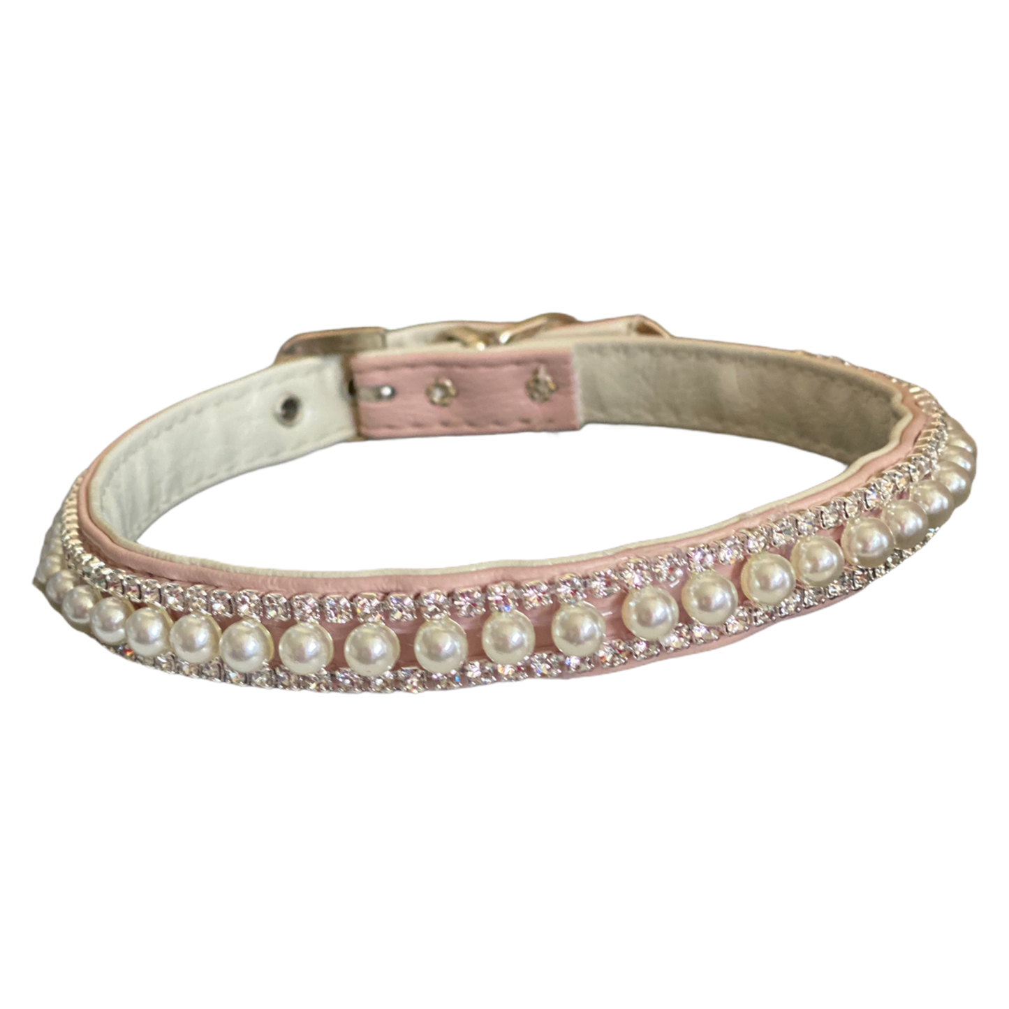 Pretty in Pink Pearl and Rhinestone Collar: PINK