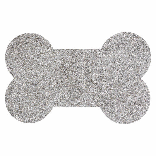 Rhinestone Dog Bone Placemat: Silver